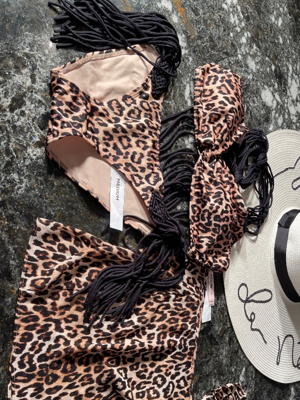 NWT 3 PIECES VS bikini Archives leopard L top/M bottoms and M paero